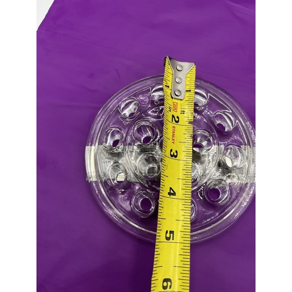 Glass Flowering Frog Round Large 15 Hole Floral 5" Clear Marble Display - Picture 3 of 4